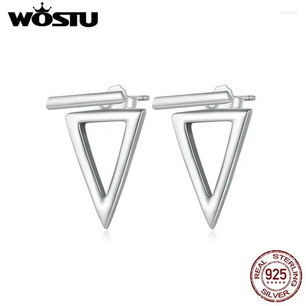 Boucles d'oreilles WOSTU 925 en argent Sterling Triangle étoile avant-arrière femmes simples géométriques creux oreille goujons fête bijoux cadeau