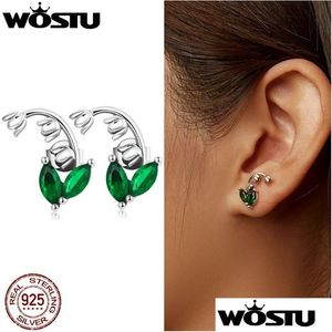 Boucles d'oreilles Wostu réel 925 Sterling Sier femmes Lily Valley oreille boucle de mode pour dame fille bijoux fête de mariage livraison directe oreille Dhdpb