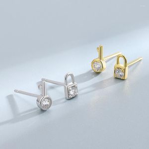Pendientes de tuerca WPB Plata de Ley 925 llave asimétrica y cerradura diamantes de alto carbono joyería de lujo para mujer regalos de fiesta