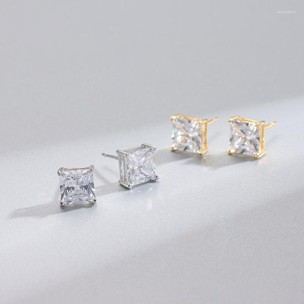 Boucles d'oreilles à tige WPB 925 en argent Sterling diamants carrés à haute teneur en carbone bijoux de luxe pour hommes et femmes cadeaux de fête