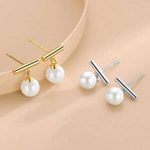 Boucles d'oreilles WPB S925 en argent Sterling T forme perle femmes K plaqué or bijoux de luxe cadeaux fête bal Banquet