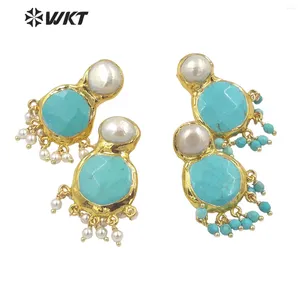 Boucles d'oreilles WT-MPE117 WKT 2024 Bijoux de style vintage Natural TurquoisePearl Faire des boucles d'oreille Fournitures Gental Party Qualité