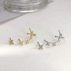 Boucles d'oreilles à tige WTLTC 925 Sterling Sliver CZ Stone Star pour les femmes Asymétrique Ear Cuff Post Dainty Crytsal Studs