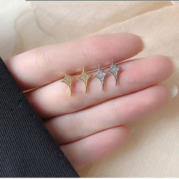 Stud-oorbellen WTLTC 925 Sterling Sliver vierpuntige sterrenkubieke zircoina Cross Meteor Studs Simple Mini Post