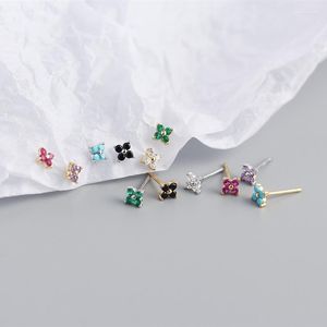 Oorknopjes WTLTC 925 Sterling Zilver Mini Kraakbeen Gekleurd CZ Kristal Post Tiny Kleine Bloem Oorbellen