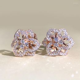 Stud -oorbellen Wukalo Fashion Luxury Flower Women ingelegd Crystal Cubic Zirconia voor feeststijlvolle accessoires Dagelijkse slijtage sieraden