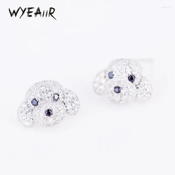 Boucles d'oreilles Wyeaiir 925 argent sterling brillant zircon cool chicon chien mignon bijoux de luxe