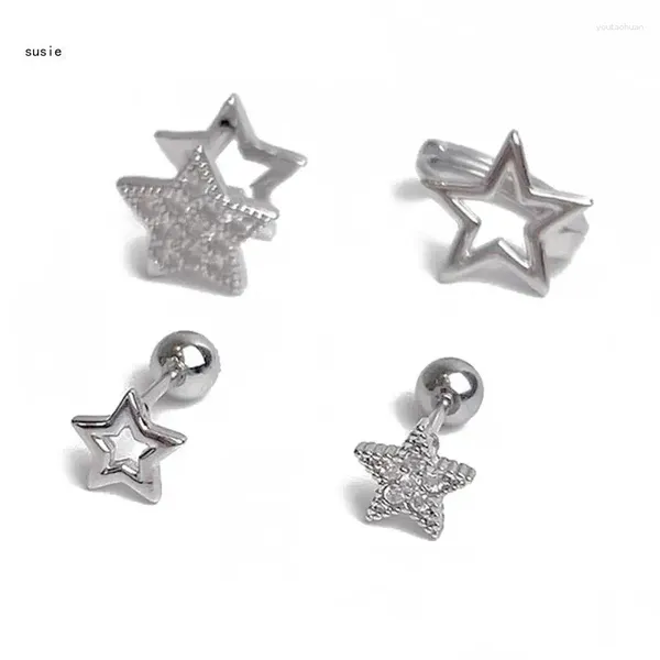 Boucles d'oreilles X7ya Silver Color Fashion Star Starhisones petites pour femmes Couples Sweet Cool Personalité Bijoux Party Gifts