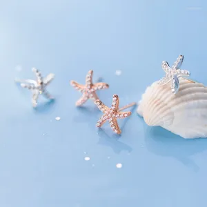 Pendientes de tuerca XLC28 Plata de Ley 925 auténtica estrella de mar, joyería bonita para mujeres y niñas, accesorios de verano