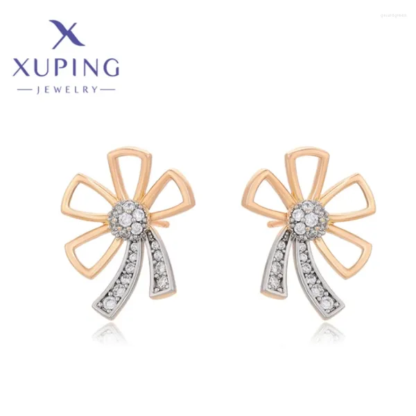 Boucles d'oreilles goujons xuping bijoux mode cubique zircone fleur de fleur Gold Couleur Pierge Hang Boucle d'oreille pour femmes Cadeaux de fête de Noël A00920086