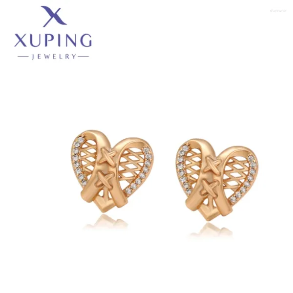 Boucles d'oreilles à goujons xuping bijoux mode de haute qualité forme forme hang gold couleur zircon ornement oreille pour femmes cadeaux de fête de fille x000720908