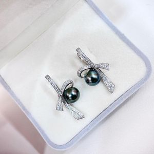 Pendientes de botón XX Perlas Joyería fina Plata de ley 925 7-8 mm Naturaleza Agua de mar Tahití Para mujeres Regalos