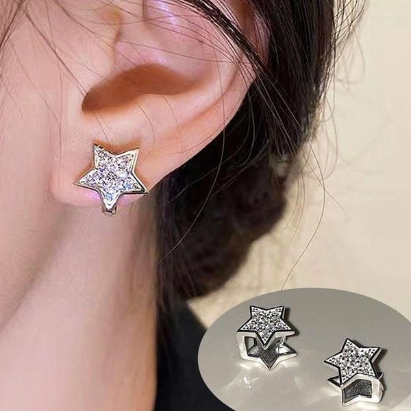 Boucles d'oreilles pentagramme en strass de Style Y2K pour femmes, doux et brillant, boucle d'oreille étoile Double face, bijoux à la mode, accessoires cadeau