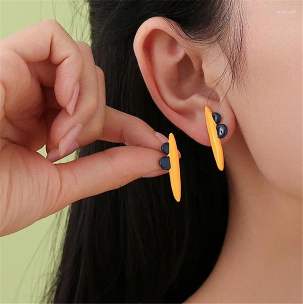 Pendientes de tuerca estilo Y2K esmalte amarillo para mujeres niñas lindo abeja Animal joyería coreana regalo Brincos