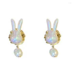 Boucles d'oreilles Y4QE tendance perle goutte pour femme couleur or discothèque brillant Dangle