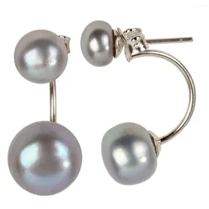 YACQ – boucles d'oreilles à tige en argent Sterling 925, perle d'eau douce, 9-9.5mm, Double goutte, breloque blanche, cadeau, bijoux pour femmes et adolescentes, bleu