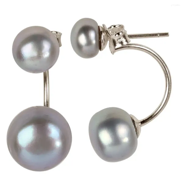 Pendientes de tuerca YACQ de plata de ley 925 con perlas de agua dulce de 9 a 9,5 mm, doble gota, abalorio blanco, joyería de regalo para mujeres, adolescentes y niñas, azul