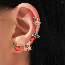 Boucles d'oreilles à tige YADA mode Fruit pomme fraise cerise boucle d'oreille pour les filles petit mignon cristal déclaration bijoux ER200188