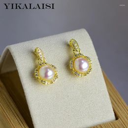 Stud-oorbellen Yikalaisi Fashion Jewelry for Women 7-8mm Oblate Natural Freshwater Pearl 2024 Groothandel
