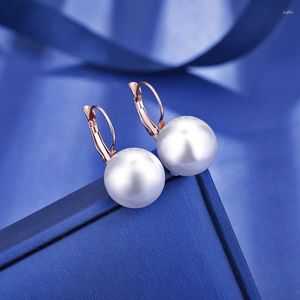 Boucles d'oreilles YiKLN à la mode titane acier inoxydable perle pour femmes fille bureau Style blanc simulé bijoux YE20051