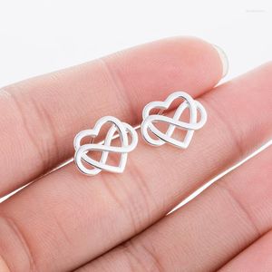 Pendientes de tuerca Yiustar para mujer, joyería apilable, corazón para niñas, bonito símbolo de infinito, amantes del compromiso de la oreja