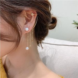 Boucles d'oreilles YIWUSMART coréen perle asymétrique étoile gland Super fée personnalité Earcuff pour femmes bijoux 2023 à la mode