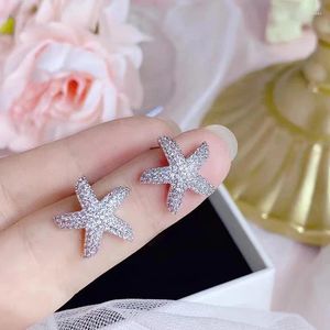 Stud -oorbellen Yixin Shinny Star Cubic Zirconia voor vrouwen Black Starfish Bridal Earring Korea Wedding Party Sieraden