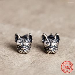 Aretes YIZIZAI Pendientes clásicos de Plata de Ley 925 con diseño de Mini Perro Punk, aretes estilo unisex alérgicos que no se decoloran