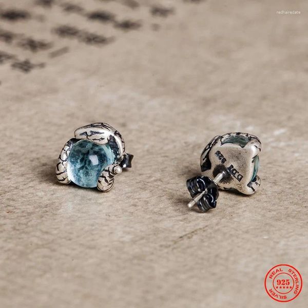 Pendientes YIZIZAI Vintage 925 Plata de Ley serpiente cuenta hombres mujeres creativo con pendiente de topacio azul claro regalo de joyería