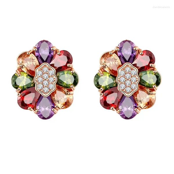 Boucles d'oreilles étalon yjgs couleur zircon électroplate de ramiage coloré en cuivre vert accesorios mujer bijoux de boucles d'oreille cadeau de vacances