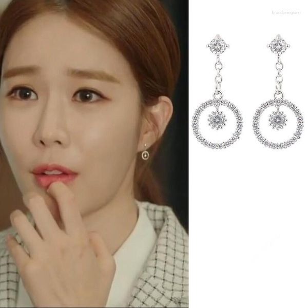 Boucles d'oreilles Yoo In Na le même modèle Micro-incrusté rond mode tempérament pour femmes Brincos bijoux Mujer géométrique