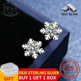 Boucles d'oreilles YPAY 925 en argent Sterling lisse flocon de neige Zircon Simple doux petit pour les femmes bijoux de fiançailles de mariage