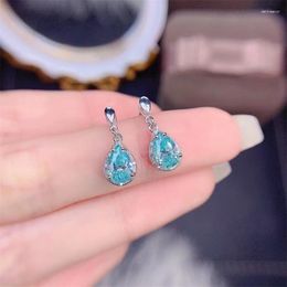 Stud -oorbellen Yulem Blue Green Moissanite Drop Earring 1CT VVS LAD Diamant Fijne sieraden For Women Anniverasry Gift Real 925 Sterling Silver