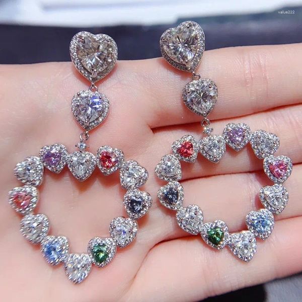 Boucles d'oreilles YULEM coeur Moissanite pour femmes 925 en argent Sterling mode laboratoire de mariage créé diamant cadeau bijoux