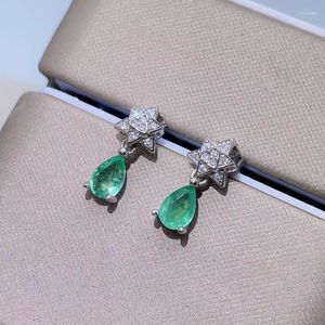 Stud -oorbellen Yulem Natuurlijk waterdruppel Emerald 4x6mm VVS Grade Hoge kwaliteit Groene 925 Sterling Silver Pear Cut Fine Sieraden