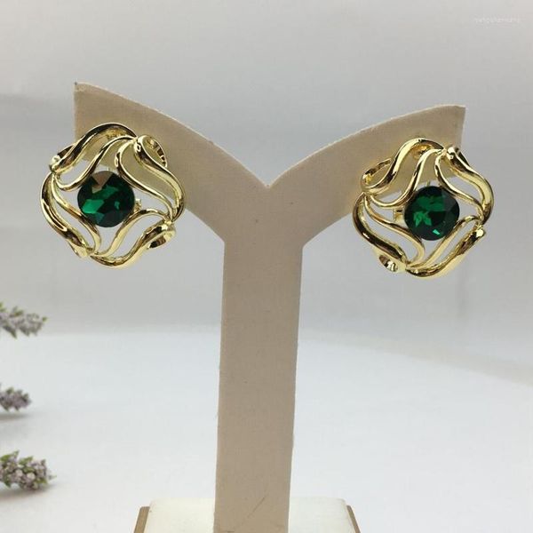 Boucles d'oreilles Yuminglai Dubai plaqué or qualité pour femmes vêtements quotidiens bijoux grande pierre colorée FHK15442