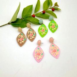Boucles d'oreilles étalon yungqi coréen dessin animé flamanto oreille rhombus relief acrylique oiseau figure pour femmes girls uniques pendentites fête cadeau