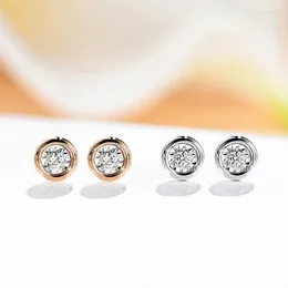 Boucles d'oreilles YUNLI véritable or 18K diamant Simple rond naturel pur AU750 bijoux fins cadeaux pour les femmes