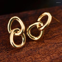 Boucles d'oreilles YUNLI véritable or 18K pur AU750 Type de chaîne goutte géométrique pour les femmes bijoux fins