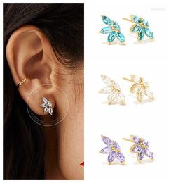 Boucles d'oreilles YUXINTOME 925 argent Sterling oreille aiguille INS Boutique boucle d'oreille pour femmes luxe cristal coloré tempérament bijoux