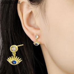 Boucles d'oreilles YUXINTOME 925 Sterling Silver Needle Zircon Minimalist Zirconemon Eye Hoop Pour Femmes Bijoux Accessoires Cadeau Fille