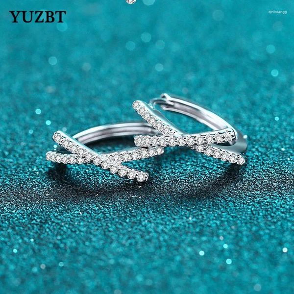 Boucles d'oreilles Yuzbt 18K Gold blanc plaqué total 0,56 ct Excellent test de diamant de pierre de pierre gemme