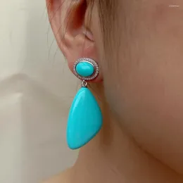 Boucles d'oreilles YYGEM 18x31mm bleu Turquoise forme Triangle bijoux géométriques pour femmes