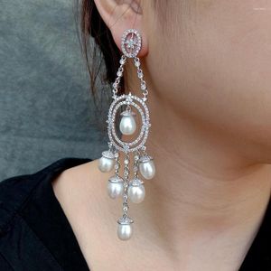 Boucles d'Oreilles YYGEM 9x12mm Perle de Riz Blanc de Culture Larme Dangle Femmes Bijoux Accessoires