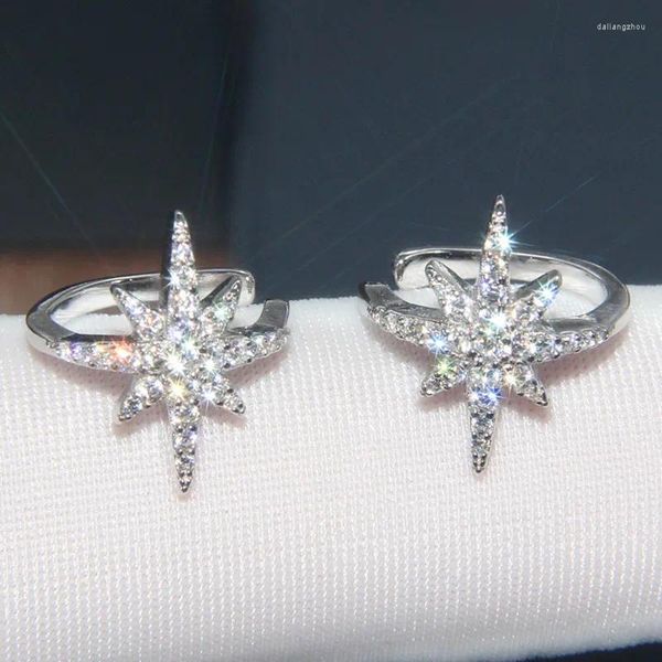Boucles d'oreilles YYSuniee Clip d'oreille en argent sterling 925 pour femme avec diamants en forme d'étoile, bijoux personnalisés