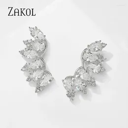 Boucles d'oreilles ZAKOL mode goutte d'eau Arrangement Zircon pour femmes géométrique feuille forme boucle d'oreille fête fille bohème bijoux