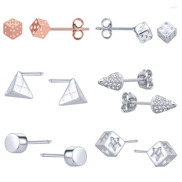 Pendientes de tuerca ZEMO Real 925 pendientes de plata de ley para mujer, dados de estrella triangular, cartílago de lujo, regalos para niñas, joyería