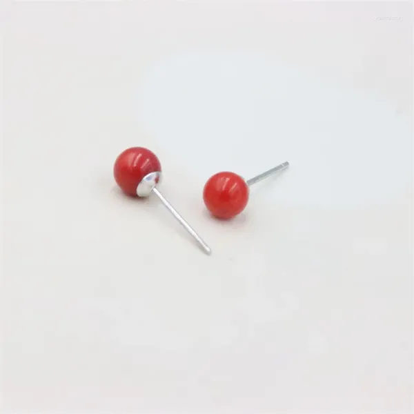 Pendientes de semental Zfsilver 925 Sterling Silver Fashion Nature Nature Red Sea Bamboo Coral for Women Charmy Jewelry Girl Fiesta Regalos