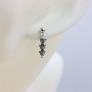 Stud -oorbellen zfsilver zwarte driehoekige piramide hematiet sterling zilver 925 voor vrouwen meisje charme sieraden accessoires feest cadeau