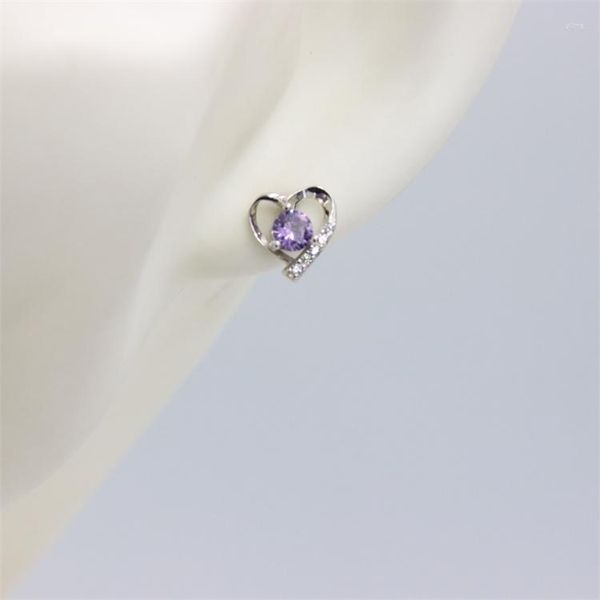 Boucles d'oreilles ZFSILVER Fashion 925 Sterling Silver Kroean Diamond-set White Purple Heart Jewelry For Women Charm Party Gift Girl